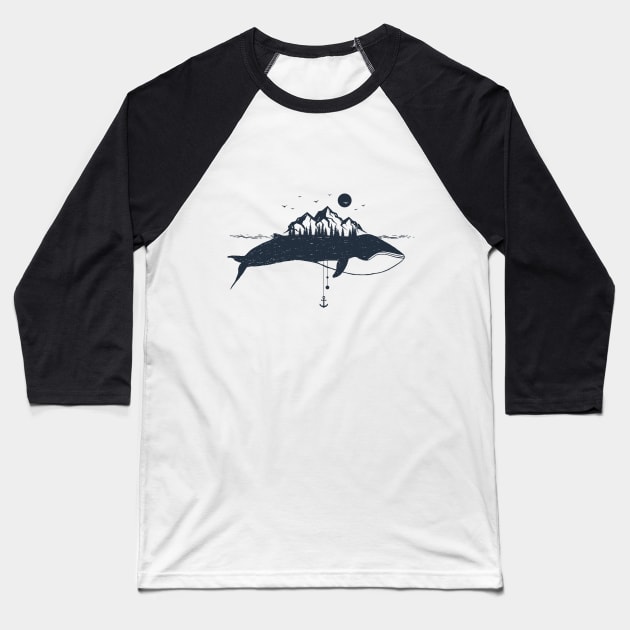 Whale And Mountains Baseball T-Shirt by SlothAstronaut